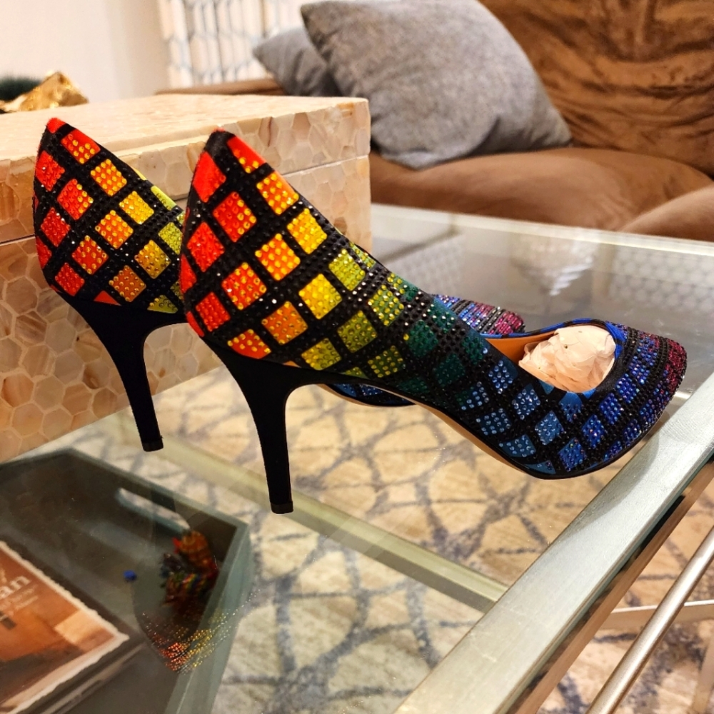 I.N.C. Mid 3" Heel Pump Rainbow Rhinestone 🌈